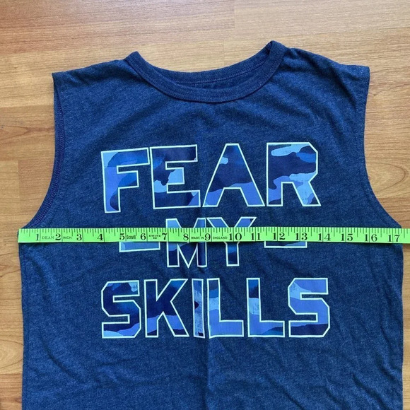 PLACE Sport, Graphic Blue Tank, "Fear My Skills", Size XXL Kids - Picture 3 of 6